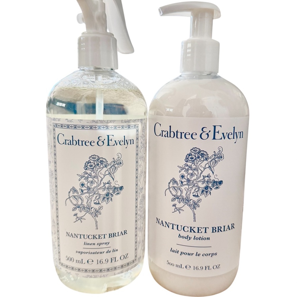 Crabtree & Evelyn Linen Spray & Body Lotion Set 16.9oz each - Nantucket Briar